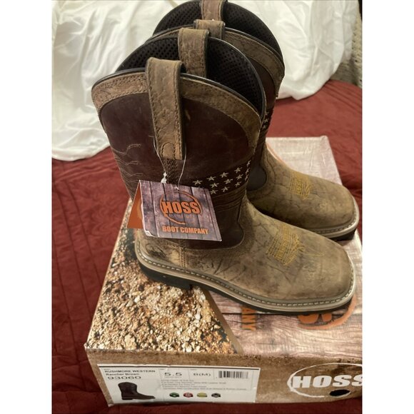 NWB Hoss Rushmore Soft Toe Boot Brown‎ Leather Cowboy Western Stars Men Sz 5.5 M main image 4